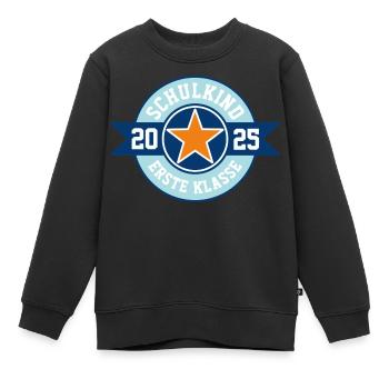 SCHULKIND 2025 - ERSTE KLASSE - EINSCHULUNG 2025 - Kinder Premium Organic Sweatshirt - Schwarz - Vorne - AI Model Kid Female (0cm)