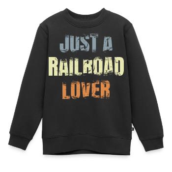 Amoureux du chemin de fer - Sweat Premium enfant bio - noir - Devant - AI Model Kid Female (0cm)