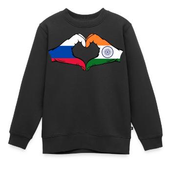 Russie Inde mains en forme de cœur - Sweat Premium enfant bio - noir - Devant - AI Model Kid Female (0cm)