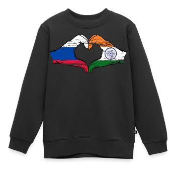 Russie Inde mains forme de coeur utilisé - Sweat Premium enfant bio - noir - Devant - AI Model Kid Female (0cm)