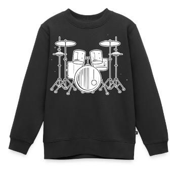 Drum Set Zeichnung - Kinder Premium Organic Sweatshirt - Schwarz - Vorne - AI Model Kid Female (0cm)