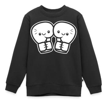 Gants de boxe drôles - Sweat Premium enfant bio - noir - Devant - AI Model Kid Female (0cm)
