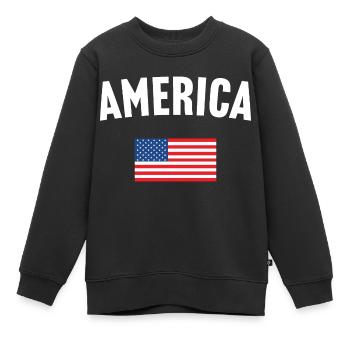 Amerika Flagge - Kinder Premium Organic Sweatshirt - Schwarz - Vorne - AI Model Kid Female (0cm)