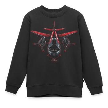 Flugzeug Grafik - Kinder Premium Organic Sweatshirt - Schwarz - Vorne - AI Model Kid Female (0cm)