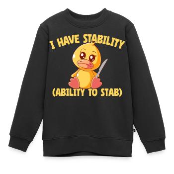 Drôle, j’ai la capacité de stabilité pour poignarder un canard mignon - Sweat Premium enfant bio - noir - Devant - AI Model Kid Female (0cm)