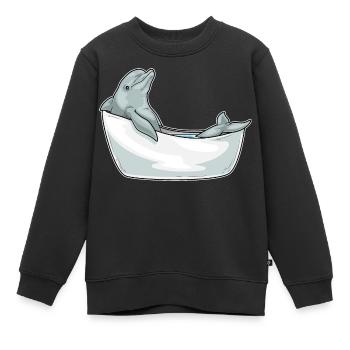 Baignoire Dolphin - Sweat Premium enfant bio - noir - Devant - AI Model Kid Female (0cm)