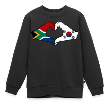 Afrique du Sud Corée du Sud Drapeau Mains Coeur Forme - Sweat Premium enfant bio - noir - Devant - AI Model Kid Female (0cm)