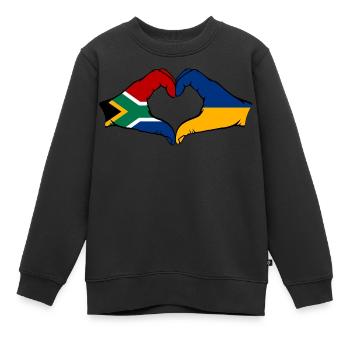 Afrique du Sud Ukraine Drapeau Mains Coeur Forme - Sweat Premium enfant bio - noir - Devant - AI Model Kid Female (0cm)