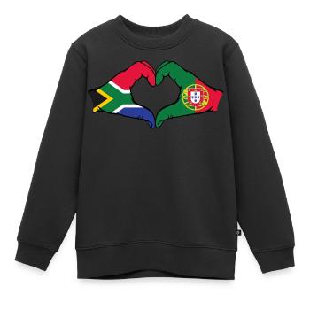 Afrique du Sud Portugal Drapeau Mains Coeur Forme - Sweat Premium enfant bio - noir - Devant - AI Model Kid Female (0cm)