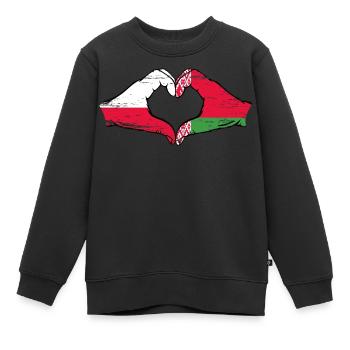 Pologne Biélorussie drapeau mains forme de coeur utilisé - Sweat Premium enfant bio - noir - Devant - AI Model Kid Female (0cm)