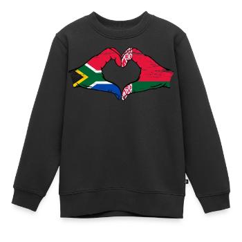 Afrique du Sud Biélorussie drapeau mains forme de coeur utilisé - Sweat Premium enfant bio - noir - Devant - AI Model Kid Female (0cm)