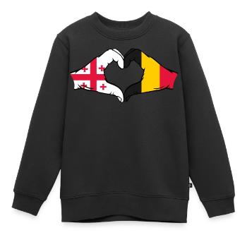 Géorgie, Belgique, drapeau, mains, forme coeur - Sweat Premium enfant bio - noir - Devant - AI Model Kid Female (0cm)