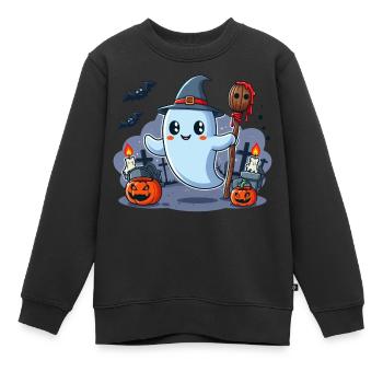 Herr Buh Halloween - Kinder Premium Organic Sweatshirt - Schwarz - Vorne - AI Model Kid Female (0cm)