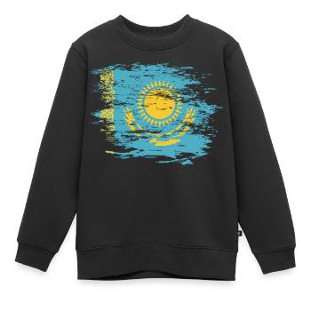 Kasachstan Flagge used - Kinder Premium Organic Sweatshirt - Schwarz - Vorne - AI Model Kid Female (0cm)