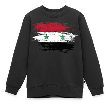 Syrien Flagge used - Kinder Premium Organic Sweatshirt - Schwarz - Vorne - AI Model Kid Female (0cm)