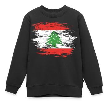 Libanon Flagge used - Kinder Premium Organic Sweatshirt - Schwarz - Vorne - AI Model Kid Female (0cm)