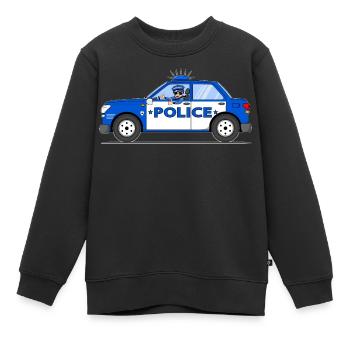 Polizeiauto Police mit Polizist Blau und Weiß - Kinder Premium Organic Sweatshirt - Schwarz - Vorne - AI Model Kid Female (0cm)