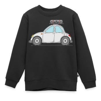 Voiture avec valise sur le toit en gris - Sweat Premium enfant bio - noir - Devant - AI Model Kid Female (0cm)