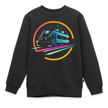 Bande dessinée Train - Sweat Premium enfant bio - noir - Devant - AI Model Kid Female (0cm)