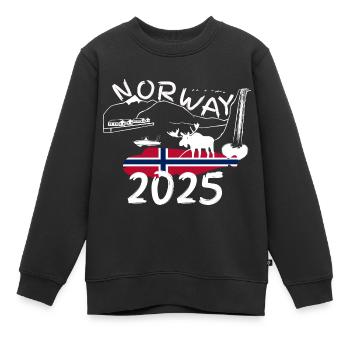 Norvège 2025 Loche avec montagnes Pêche à l’orignal - Sweat Premium enfant bio - noir - Devant - AI Model Kid Female (0cm)