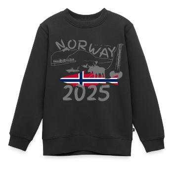 Norvège 2025 Lieu jaune avec montagnes et pêche à l’orignal - Sweat Premium enfant bio - noir - Devant - AI Model Kid Female (0cm)