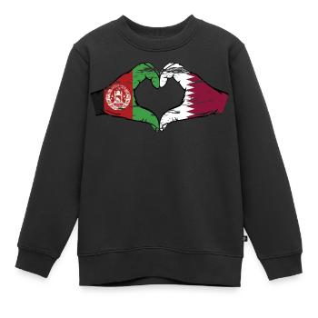 Afghanistan Qatar drapeau mains forme de coeur utilisé - Sweat Premium enfant bio - noir - Devant - AI Model Kid Female (0cm)