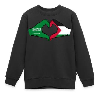 Saudi Arabien Palästina Flagge Hände Herzform - Kinder Premium Organic Sweatshirt - Schwarz - Vorne - AI Model Kid Female (0cm)