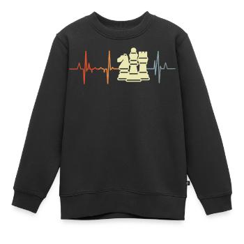 Schachfiguren Kardiogramm - Kinder Premium Organic Sweatshirt - Schwarz - Vorne - AI Model Kid Female (0cm)