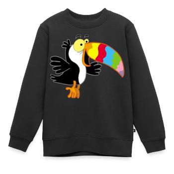 Vogel und mehrfarbiger Schnabel - Kinder Premium Organic Sweatshirt - Schwarz - Vorne - AI Model Kid Female (0cm)