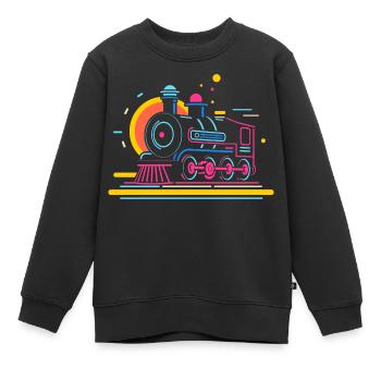 Caricature ferroviaire - Sweat Premium enfant bio - noir - Devant - AI Model Kid Female (0cm)