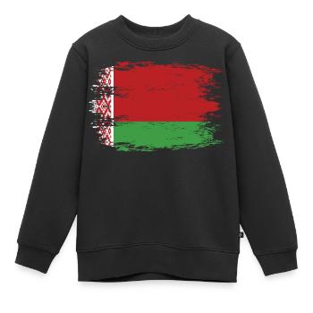 Belarus Flagge used look - Kinder Premium Organic Sweatshirt - Schwarz - Vorne - AI Model Kid Female (0cm)