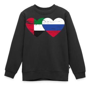 Émirats arabes unis Russie Cœur - Sweat Premium enfant bio - noir - Devant - AI Model Kid Female (0cm)