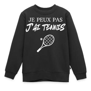 je peux pas j'ai tennis - Sweat Premium enfant bio - noir - Devant - AI Model Kid Female (0cm)