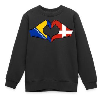 Bosnien Dänemark Flagge Hände Herzform - Kinder Premium Organic Sweatshirt - Schwarz - Vorne - AI Model Kid Female (0cm)