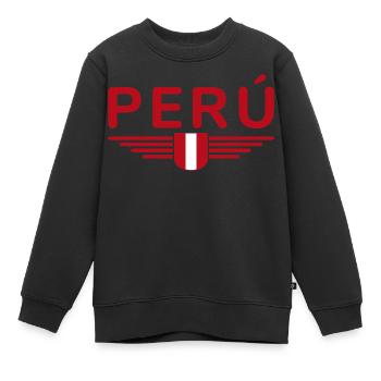 Pérou Design – Couleurs des Andes - Sweat Premium enfant bio - noir - Devant - AI Model Kid Female (0cm)