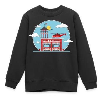 Fire Station with Helicopter and Fire Engine - Kinder Premium Organic Sweatshirt - Schwarz - Vorne - AI Model Kid Female (0cm)