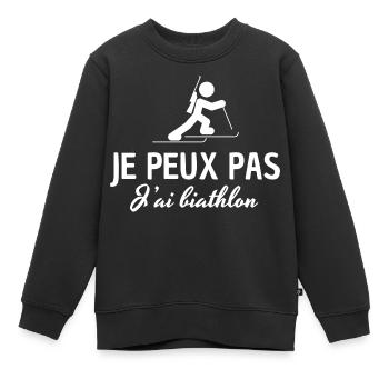 Ich kann nicht Biathlon - Kinder Premium Organic Sweatshirt - Schwarz - Vorne - AI Model Kid Female (0cm)