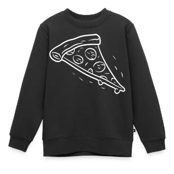 Pizzastück Strichzeichnung - Kinder Premium Organic Sweatshirt - Schwarz - Vorne - AI Model Kid Female (0cm)