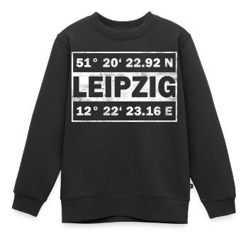 Leipzig Koordinaten Stadt Leipzig - Kinder Premium Organic Sweatshirt - Schwarz - Vorne - AI Model Kid Female (0cm)