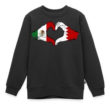 Mexiko Bahrain Flagge Hände Herzform used used - Kinder Premium Organic Sweatshirt - Schwarz - Vorne - AI Model Kid Female (0cm)