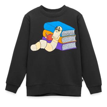 Bücherwurm lesen Buchliebe Leseratte Literatur - Kinder Premium Organic Sweatshirt - Schwarz - Vorne - AI Model Kid Female (0cm)