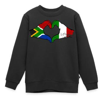 Afrique du Sud Italie Drapeau Mains Coeur Forme Utilisé - Sweat Premium enfant bio - noir - Devant - AI Model Kid Female (0cm)