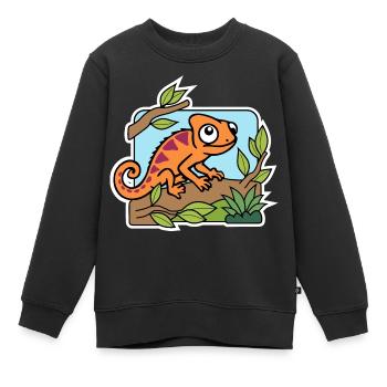 Le mignon petit caméléon a tout en vue ! - Sweat Premium enfant bio - noir - Devant - AI Model Kid Female (0cm)