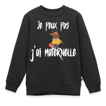 Je peux pas j'ai maternelle. - Sweat Premium enfant bio - noir - Devant - AI Model Kid Female (0cm)