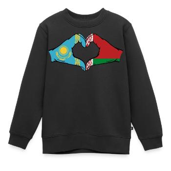 Kasachstan Belarus Flagge Hände Herzform - Kinder Premium Organic Sweatshirt - Schwarz - Vorne - AI Model Kid Female (0cm)