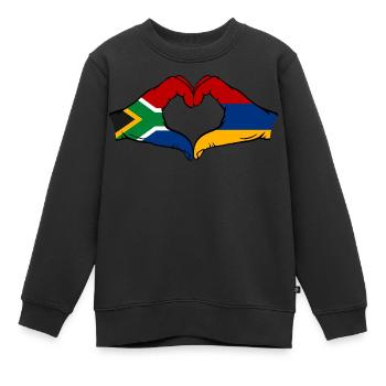 Afrique du Sud Arménie Drapeau Mains Coeur Forme - Sweat Premium enfant bio - noir - Devant - AI Model Kid Female (0cm)