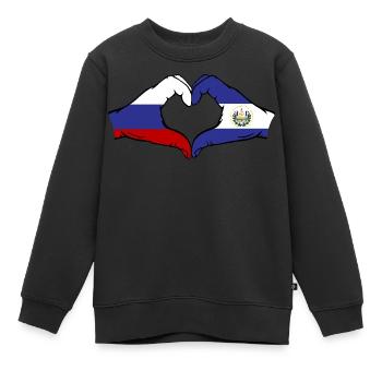 Russie El Salvador Drapeau Mains Coeur Forme - Sweat Premium enfant bio - noir - Devant - AI Model Kid Female (0cm)