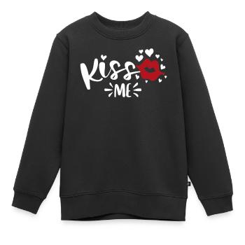 Kiss me Valentinstag Kussmund - Kinder Premium Organic Sweatshirt - Schwarz - Vorne - AI Model Kid Female (0cm)