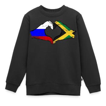 Russie Jamaïque drapeau mains forme de coeur utilisé - Sweat Premium enfant bio - noir - Devant - AI Model Kid Female (0cm)