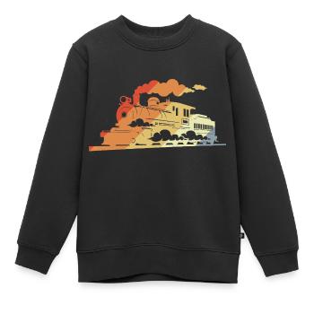 Locomotive à vapeur style rétro - Sweat Premium enfant bio - noir - Devant - AI Model Kid Female (0cm)